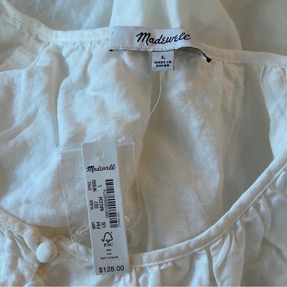 Nwt Linen-Blend Flutter-Sleeve Tiered Mini Dress - image 4